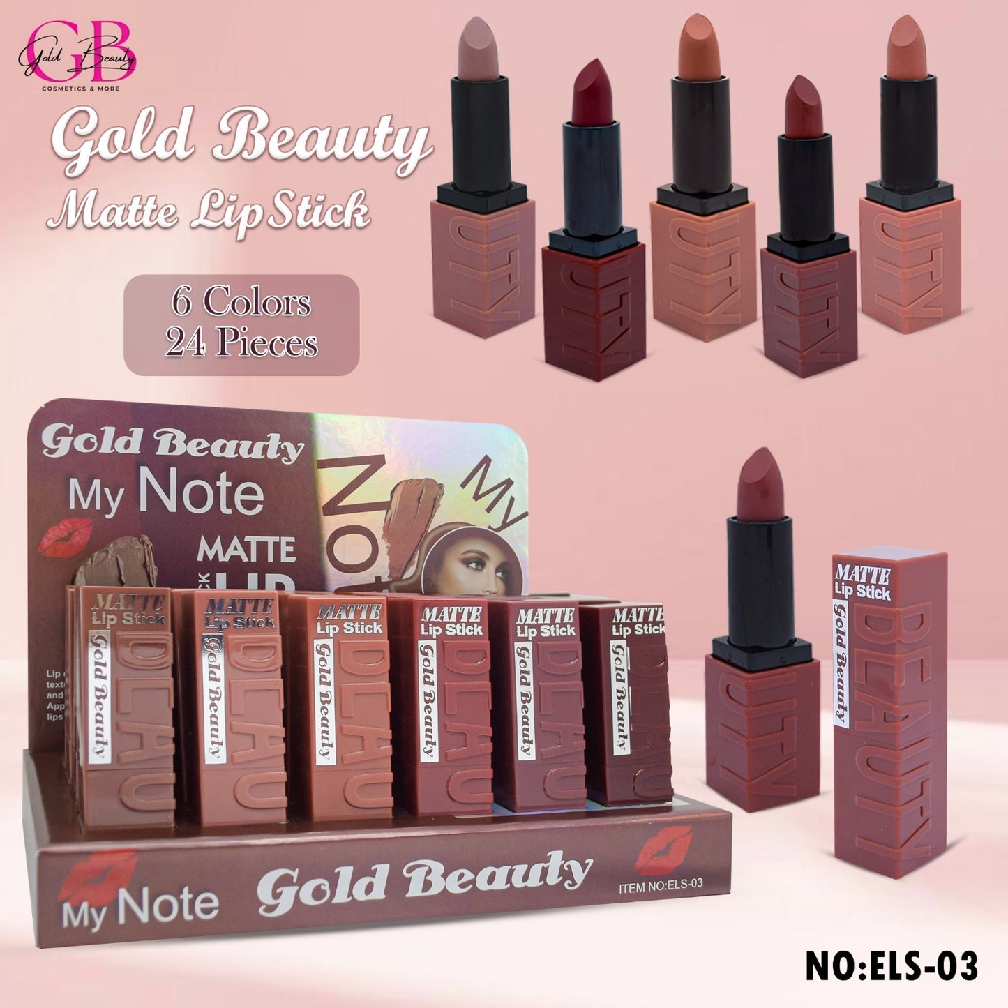 Gold Beauty Matte Lipstick 6 Colors - ELS-03 - ELS-03