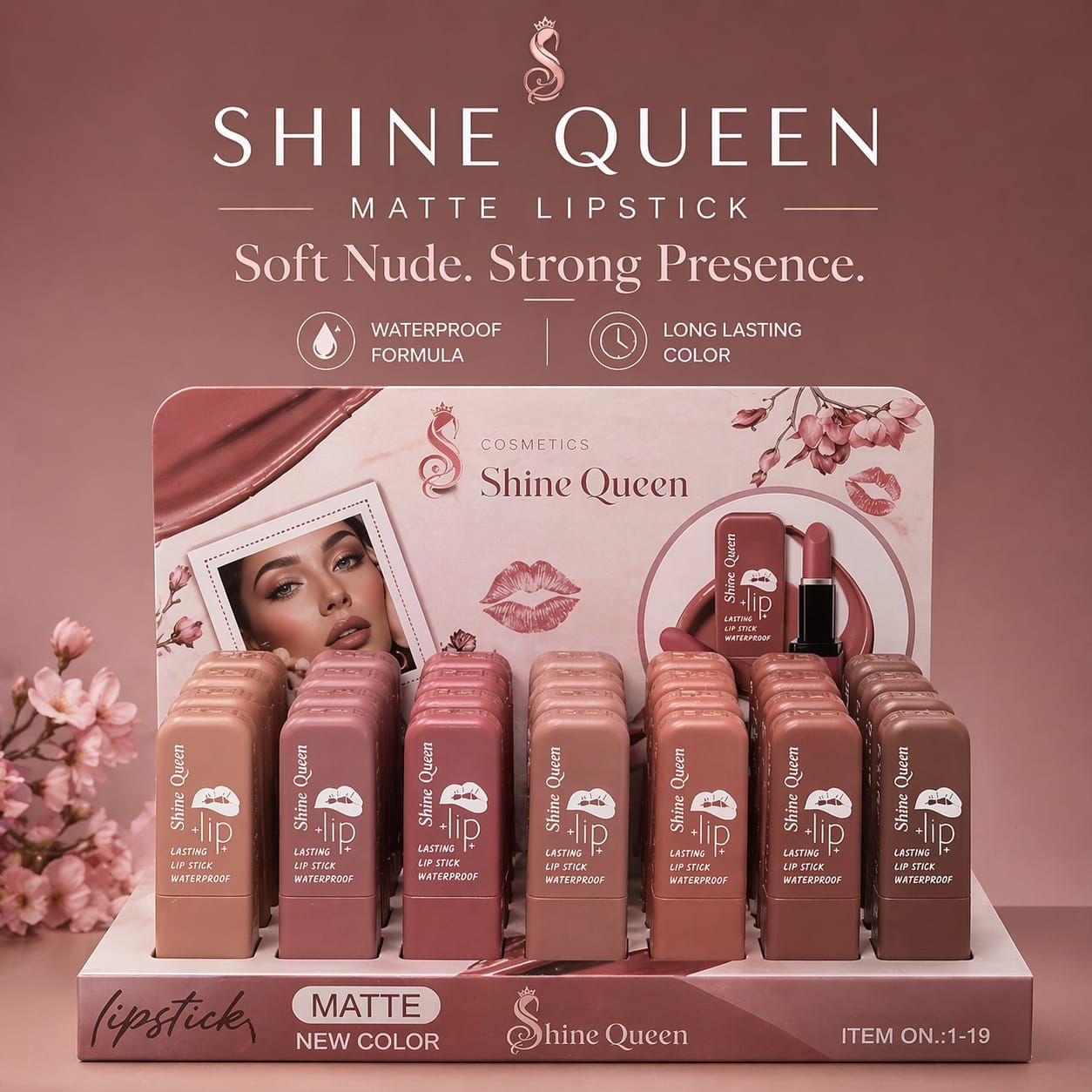 Shiny Queen Matte Lipstick - SQ-1-19 - SQ-1-19