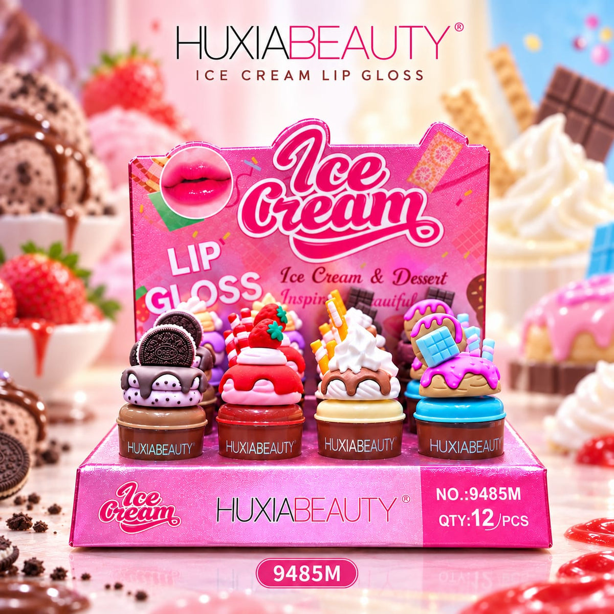 Huxia Beauty Ice Cream Lip Gloss 9485 display