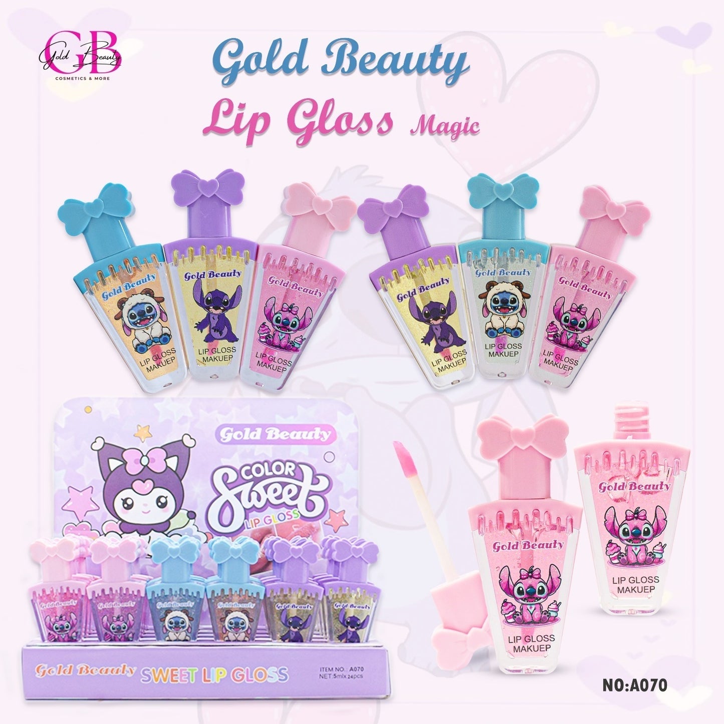Gold Beauty Magic Lip Gloss 6 Colors - A070 - A070