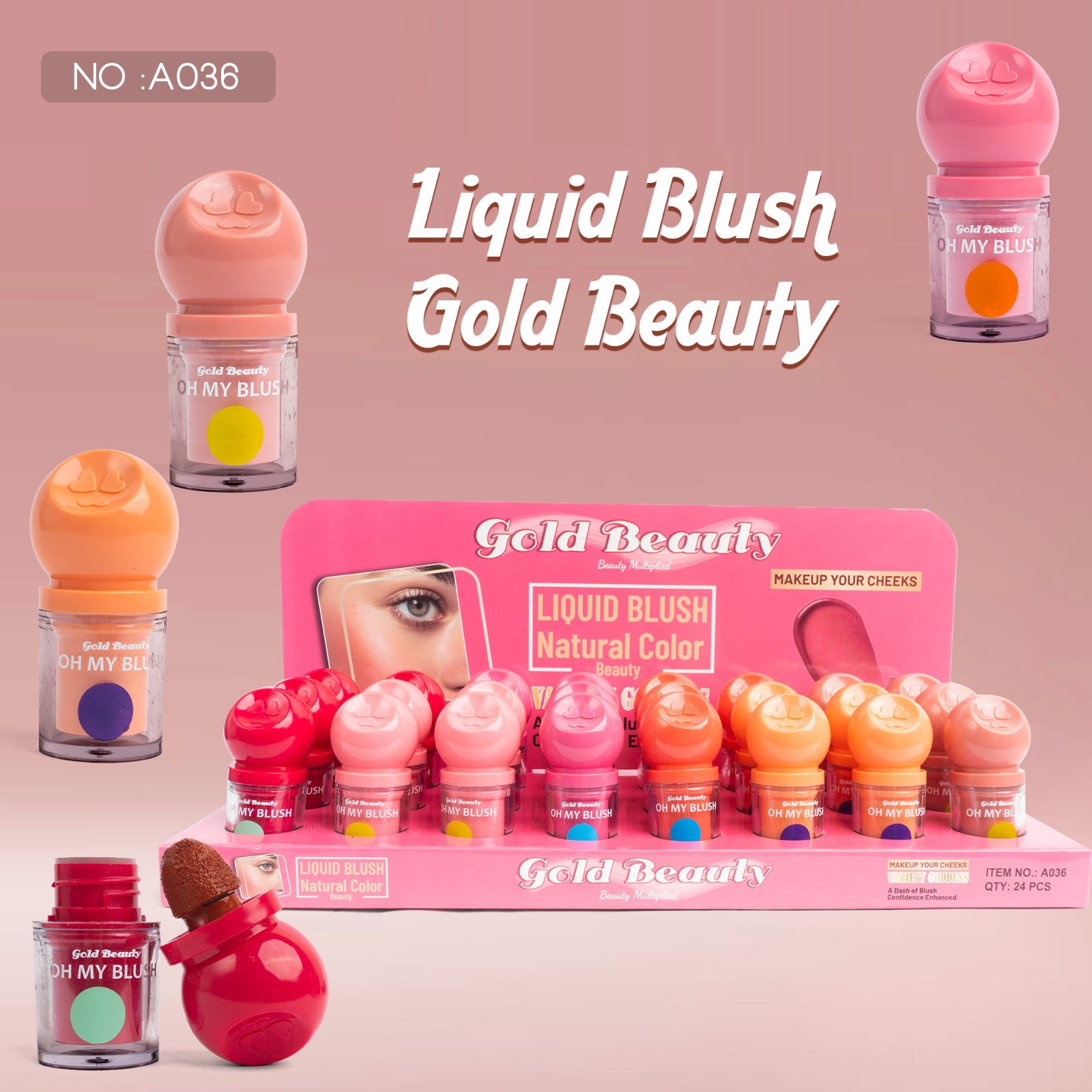 Gold Beauty Blusher 6 Colors - A036 - A036