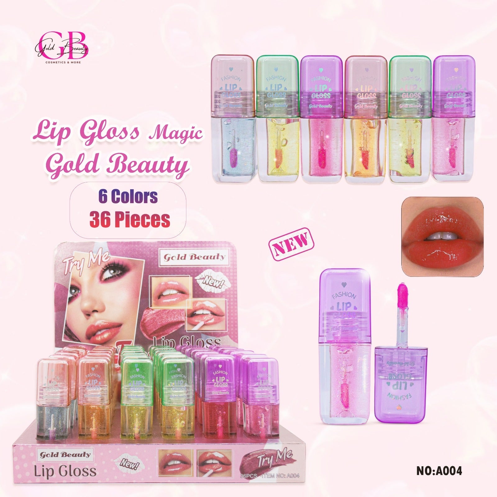 Gold Beauty Magic Lip Gloss 6 Colors - A004 - A004