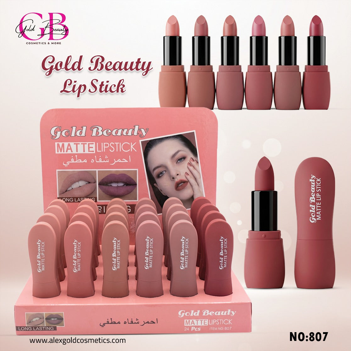 Gold Beauty Lipstick Matte 6 Colors - 807 - 807