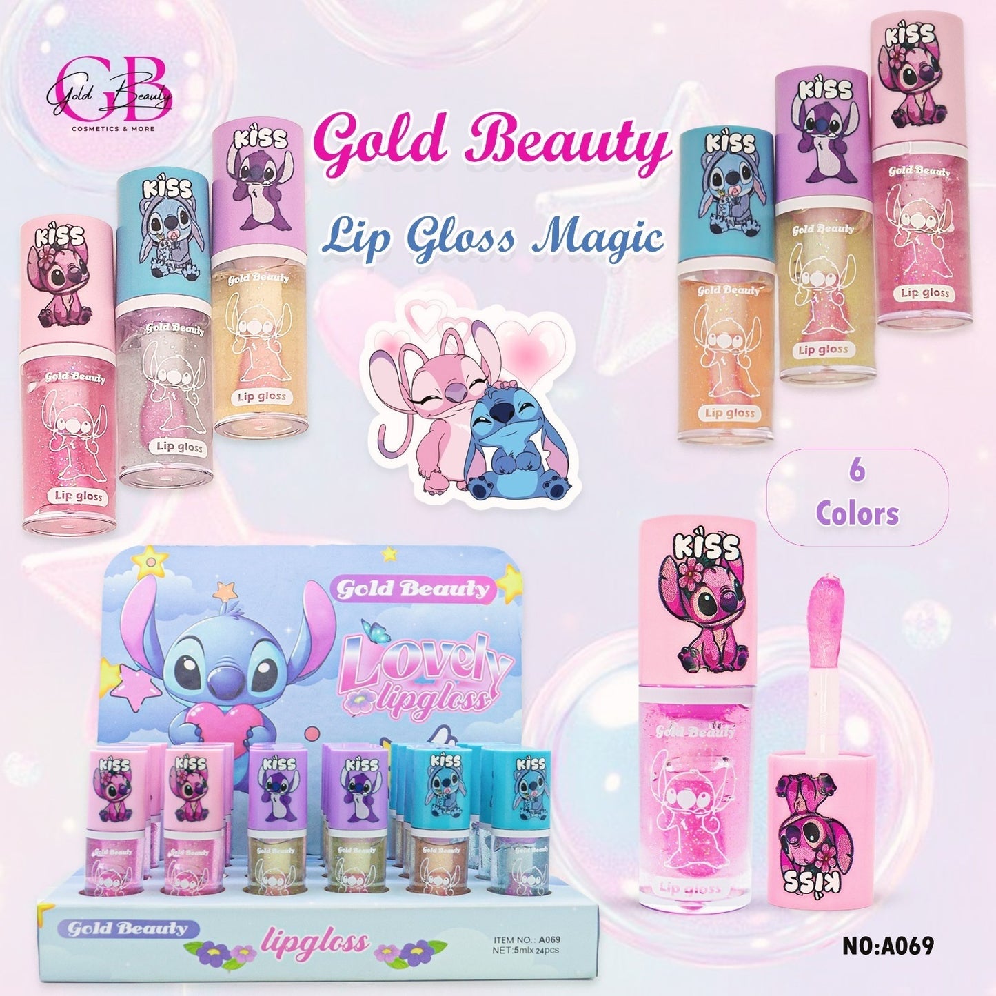 Gold Beauty Magic Lip Gloss 6 Colors - A069 - A069