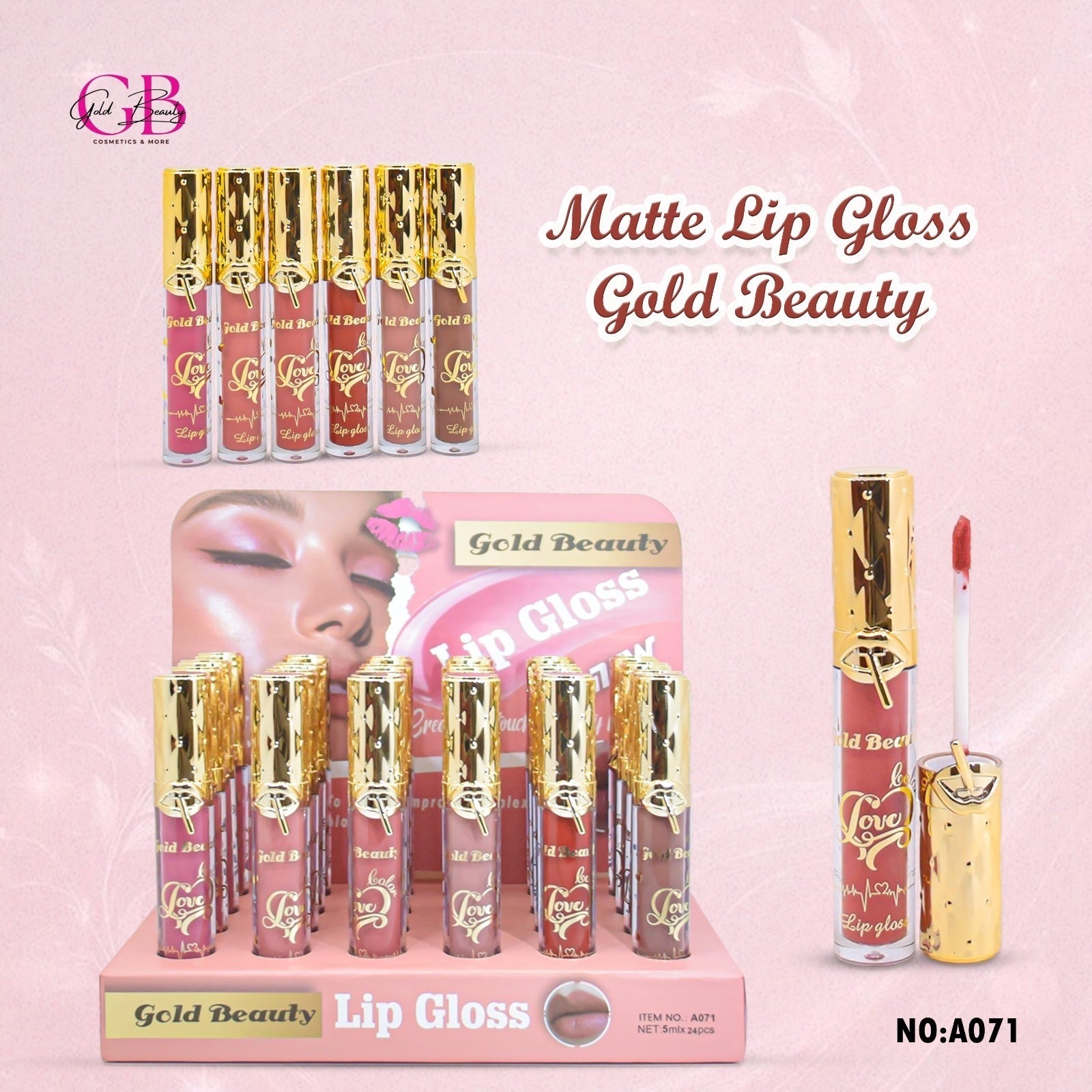 Gold Beauty Matte Lip Gloss 6 Colors - A071 - A071