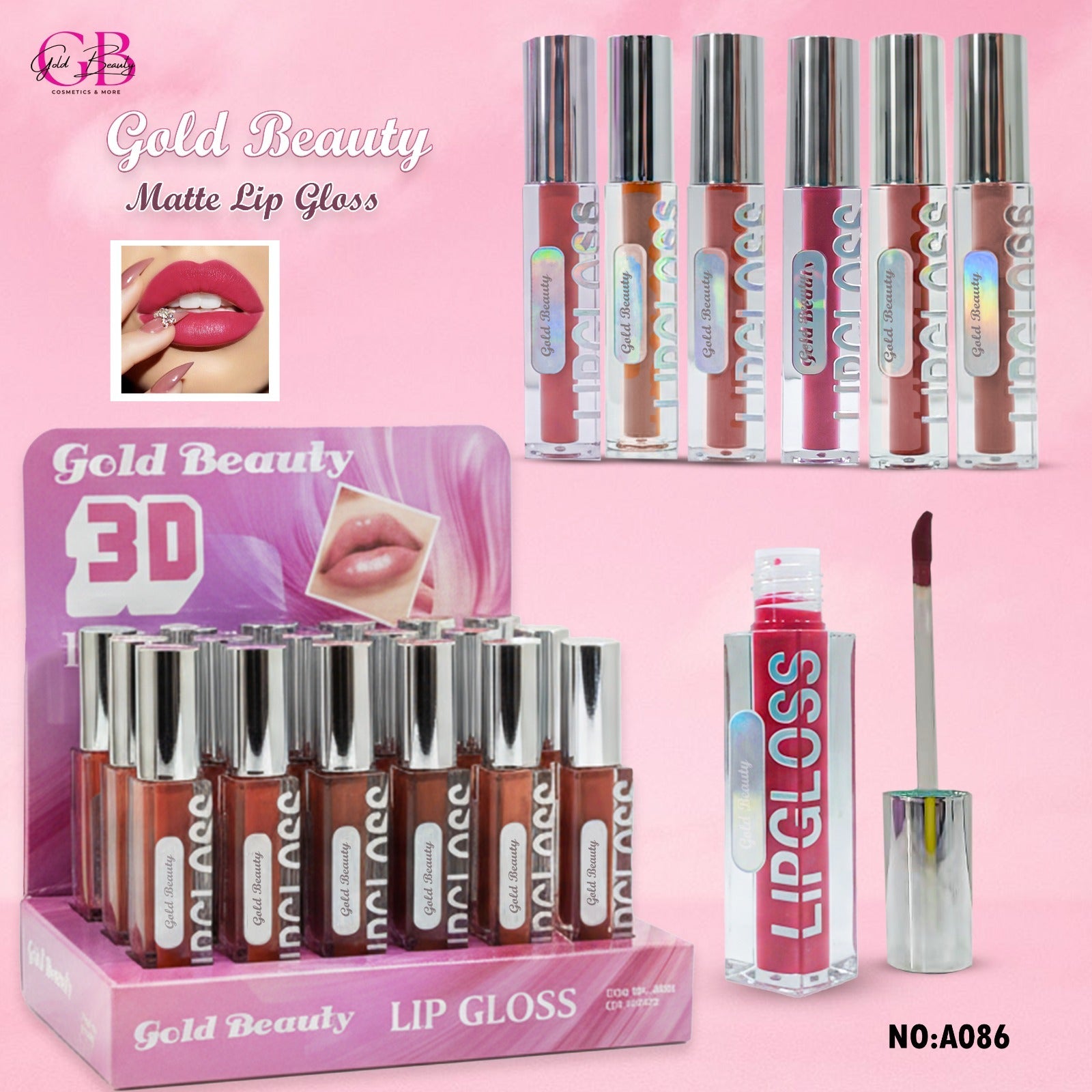 Gold Beauty Matte Lip Gloss 6 Colors - A086 - A086