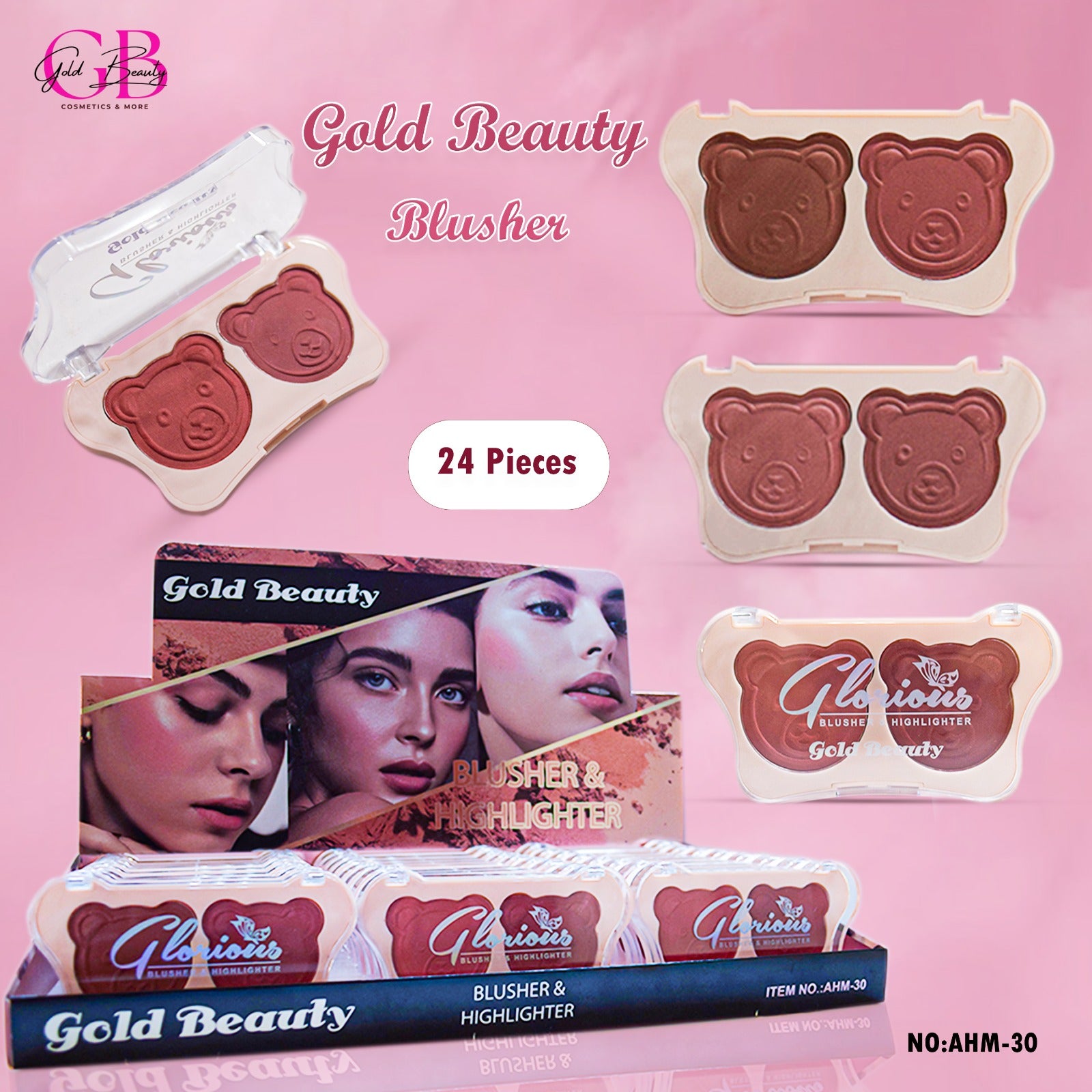 Gold Beauty Blusher 6 Colors - AHM-30 - AHM-30