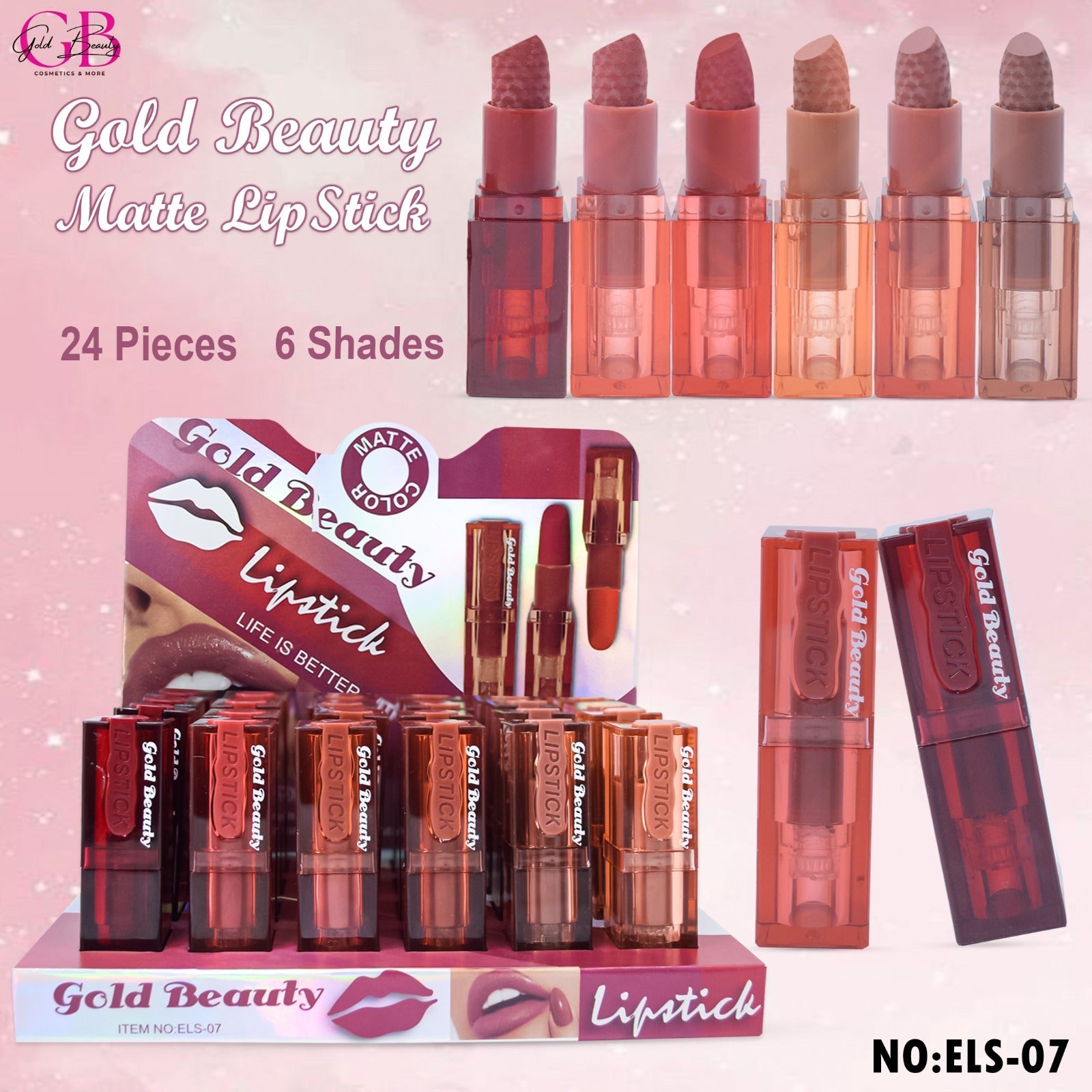Gold Beauty Matte Lipstick 6 Colors - ELS-07 - ELS-07