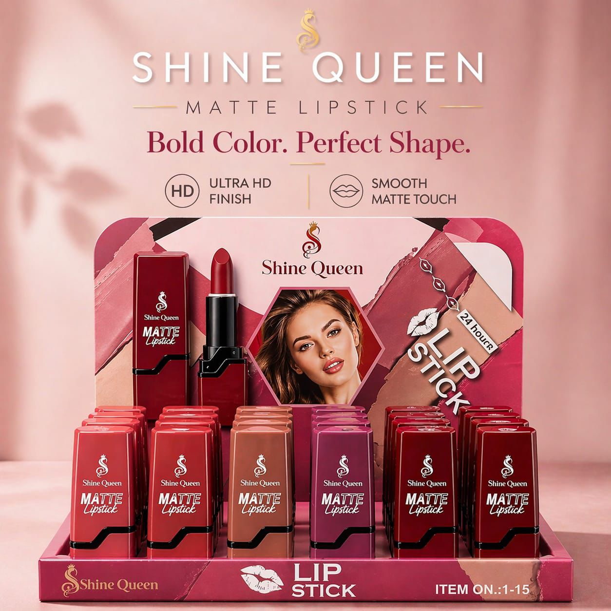 Shiny Queen Matte Lipstick - SQ-1-15 - SQ-1-15