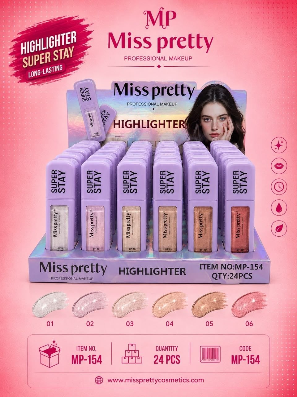 Miss Pretty Liquid Highlighter Display - MP-154