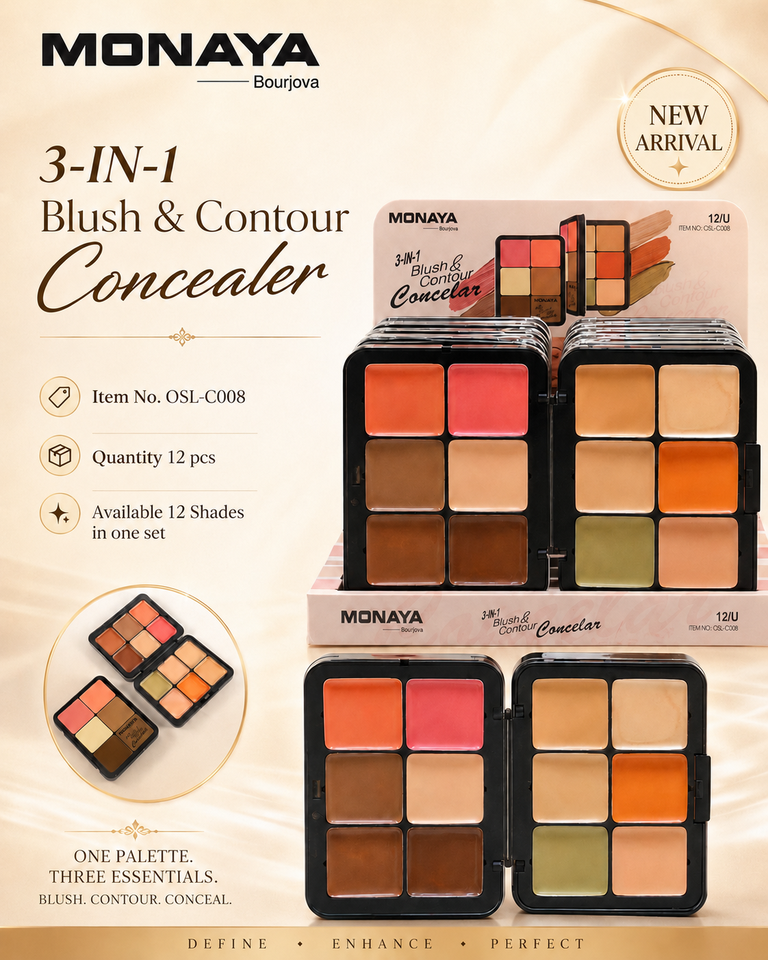 Monaya 3 in 1 Face Palette C008