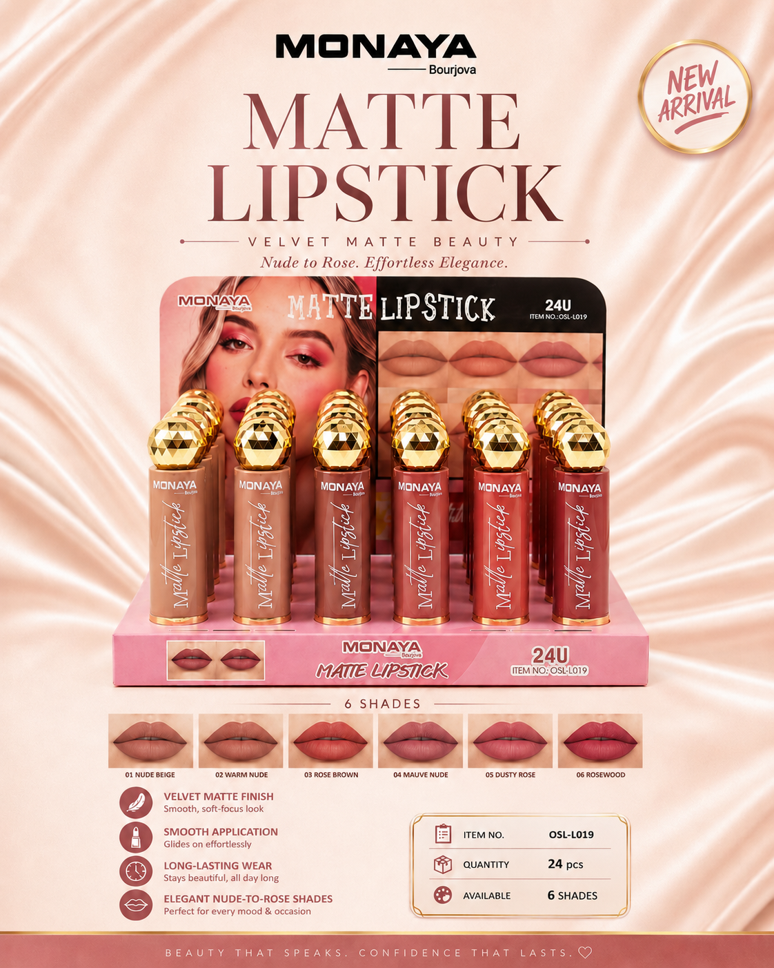 Monaya Matte Lipstick L019