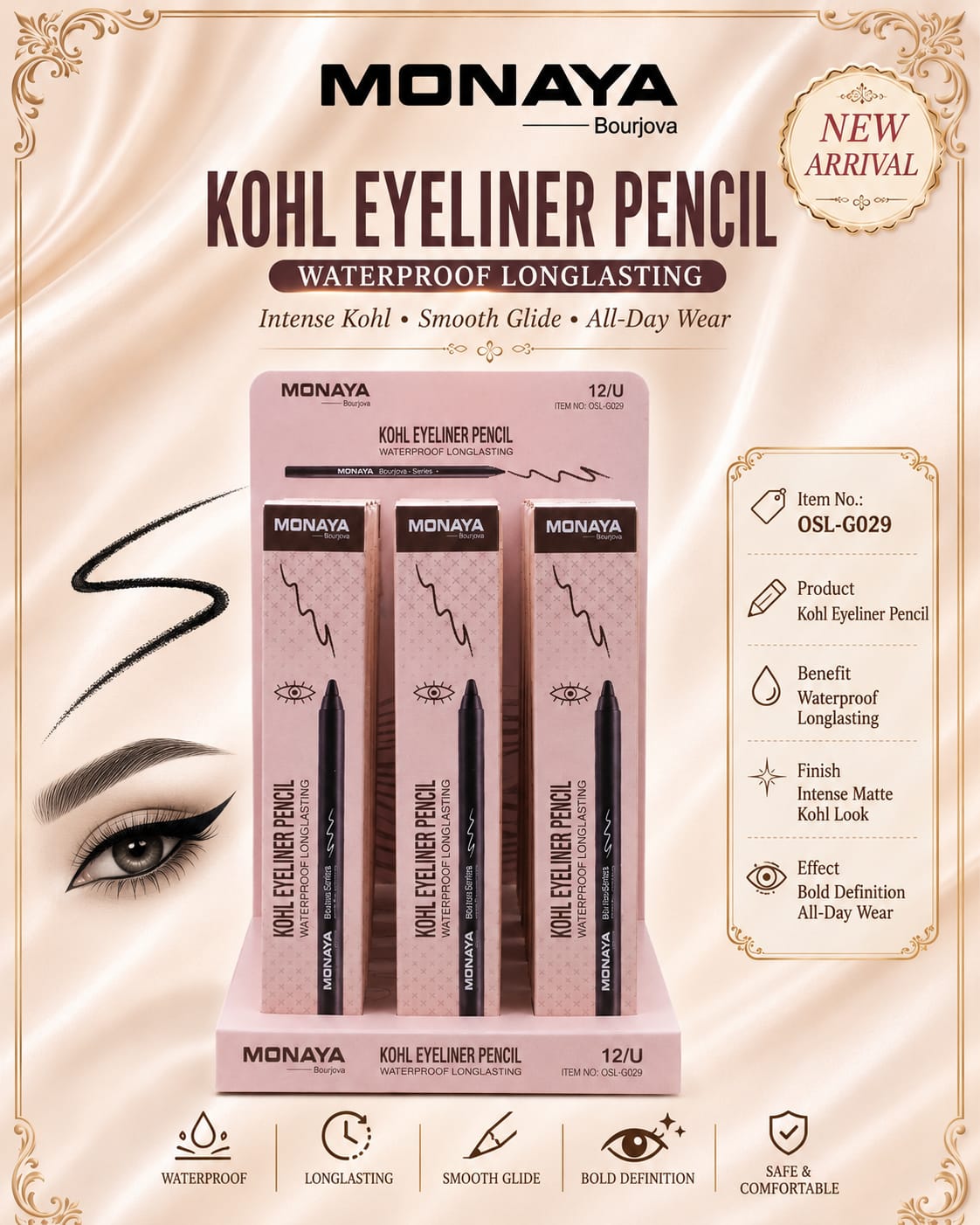 Monaya Kohl Eyeliner Pencil - OSL-C029