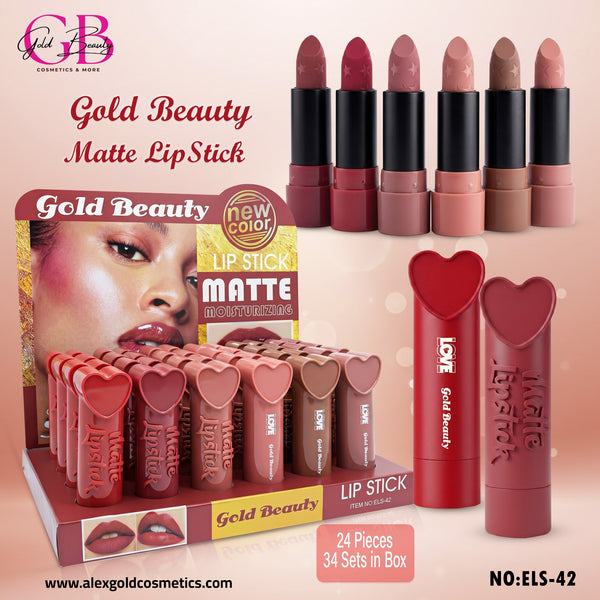 Gold Beauty Matte LipStick Heart - ELS-42