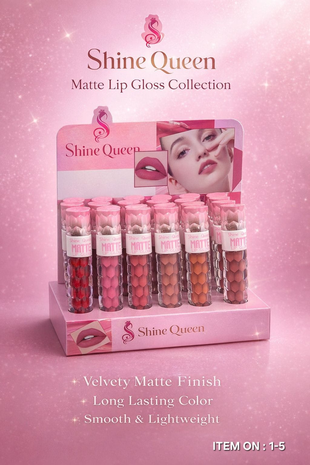 Shiny Queen Matte Lip Gloss 1-5 — original uncut photo 1